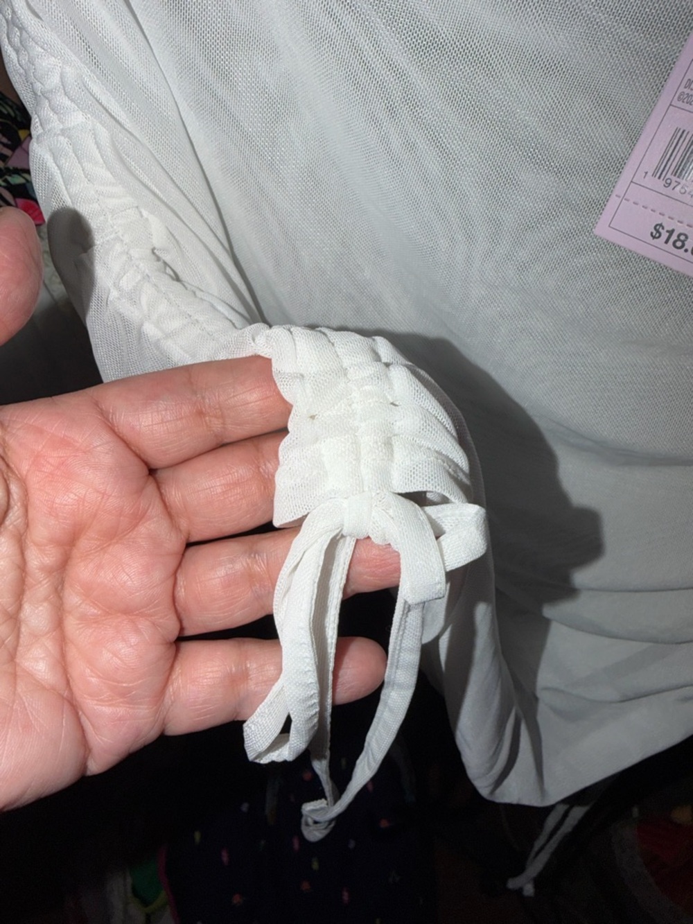 White Ruched Drawstring top - Picture 4 of 4